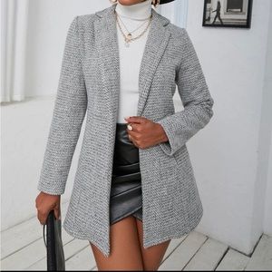 Beautiful grey sophisticated long professional overcoat jacket fashion o…